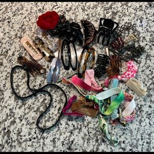 60-piece misc hair ties/clips box